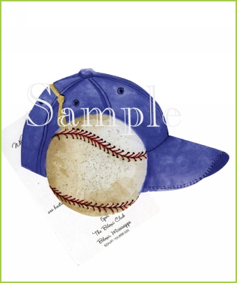 Baseball with Cap with raffia ribbon